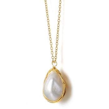Cultured Freshwater Pearl Drop Pendant in 14k Gold Over Silver