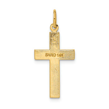 14k Yellow Gold Diamond-Cut and Satin Cross Pendant