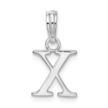 Sterling Silver Polished Block Initial -X- Pendant