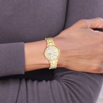 Charles Hubert Ladies IP Plated Stainless Steel Champagne Dial Watch