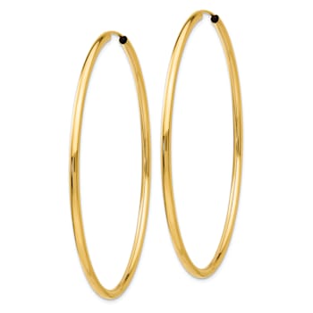 14k Yellow Gold Polished 2 1/8" Round Endless Hoop Earrings