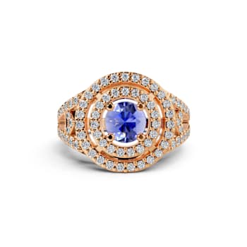 14K Rose Gold Tanzanite and Diamond Ring 0.74 ctw