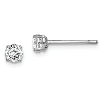 Sterling Silver Rhodium-plated 4mm Round CZ Stud Earrings
