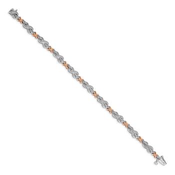 14k White Gold and 14k Rose Gold Diamond Infinity Symbol Link Bracelet