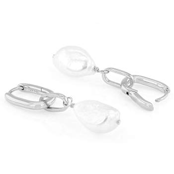 Freshwater Pearl Drop Earrings 11mm In Sterling Silver