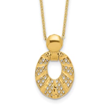 14K Yellow Gold Polished Diamond-cut 16-inch with 2.25-inch Extension Necklace
