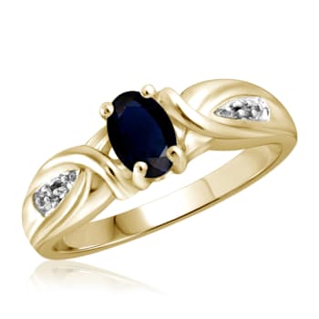 Black Sapphire 14K Gold Over Sterling Silver Ring 0.56ctw