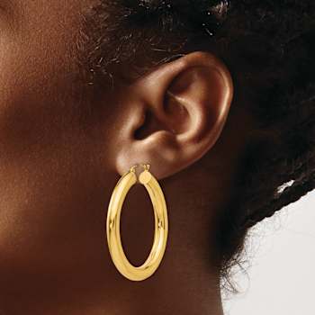 14k Yellow Gold Polished 1 9/16" Hoop Earrings