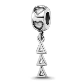 Rhodium Over Sterling Silver LogoArt Delta Delta Delta Vertical Letters
Heart Bead