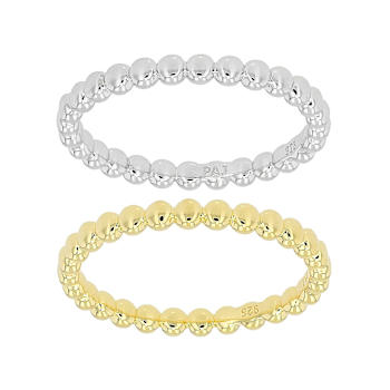 Set Of Two Beaded Band Rings In 18K Gold Over Sterling Silver And
Sterling Silver