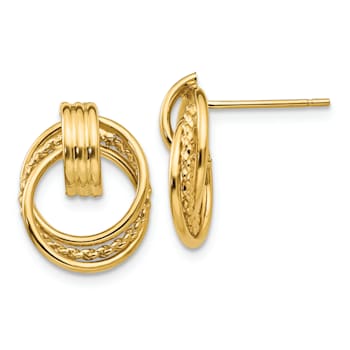 14k Yellow Gold Polished Fancy Stud Earrings