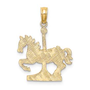 14k Yellow Gold Textured Children's Carousel Horse Charm