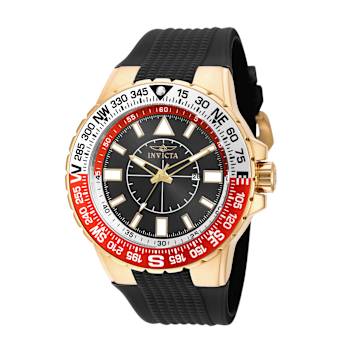 Invicta Aviator 52mm Black Dial Red and White Bezel Black Silicone Strap
Quartz Watch