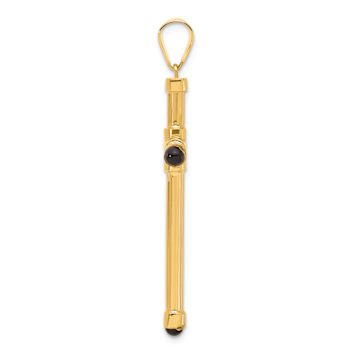 14k Yellow Gold Polished and Textured with Black Onyx Cross Pendant