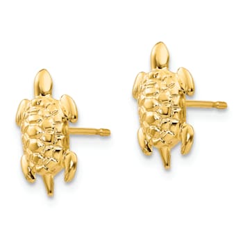 14K Yellow Gold Turtle Post Earrings