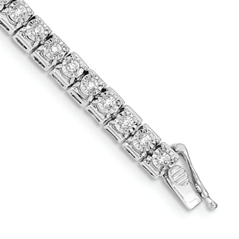 Rhodium Over 14k White Gold Diamond Tennis Bracelet