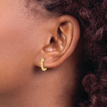 10K Gold Over Sterling Silver Polished Beaded Hoop Earrings