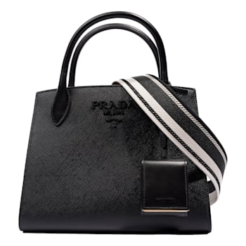 Prada Monochrome Saffiano Top Handle Crossbody Tote Bag Black