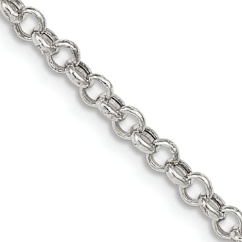Sterling Silver 3mm Semi-solid Rolo Chain Necklace