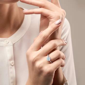 Aquamarine and Diamond 14K White Gold Halo Ring 0.84ctw