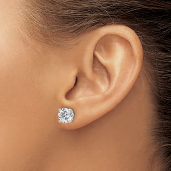 Rhodium Over 14K Gold Lab Grown Diamond 4ct. VS/SI GH+, 4-Prong Earrings