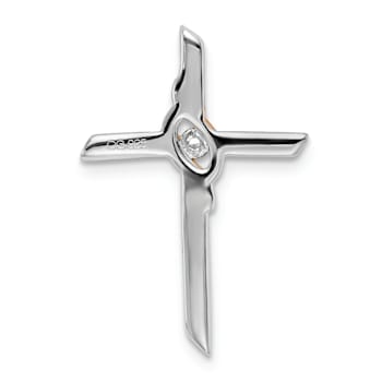 14K White and Rose Gold Diamond Cross Chain Slide