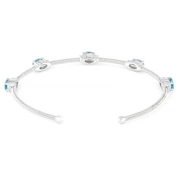 Blue And White Zircon Flex Cuff In Sterling Silver 3.31ctw