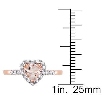 Morganite and Diamond 10K Rose Gold Heart Ring 0.73ctw