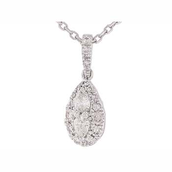 Diamond Teardrop Dangle Pendant In 10K White Gold 0.25ctw