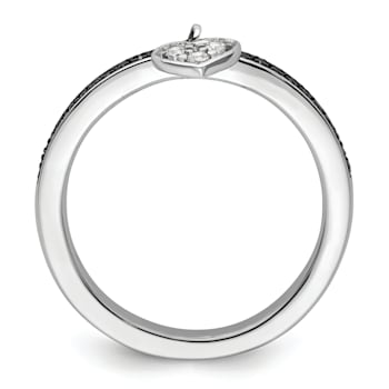 Rhodium Over Sterling Silver Stackable Expressions Heart Black and White
Diamond Ring 0.129ctw