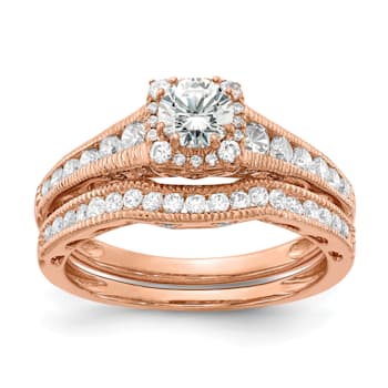 14K Rose Gold Lab Grown Diamond VS/SI GH, Fancy Halo Complete Engagement
Ring 0.894ctw
