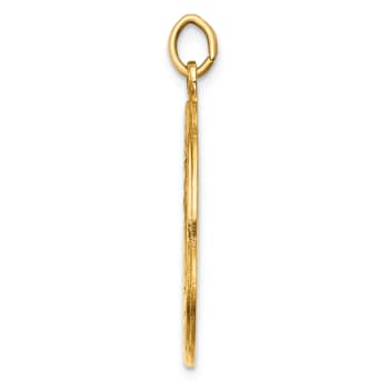 14k Yellow Gold Solid Polished and Satin Medium Round Saint Christopher
Medal Pendant