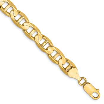 14k Yellow Gold 8mm Concave Mariner Link Bracelet