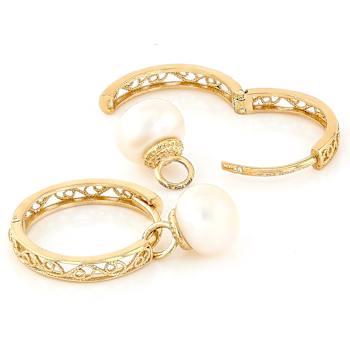 Pearl Hoop Earrings In 18K Gold Over Sterling Silver