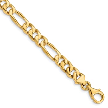 10k Yellow Gold 7mm Hand-Polished Figaro Link Bracelet