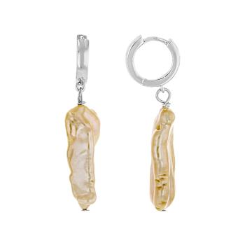 Peach Cultured Freshwater Pearl Dangle Earrings In Sterling Silver