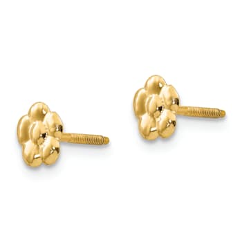 14K Yellow Gold Flower Post Earrings
