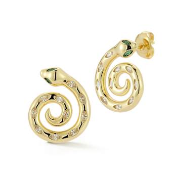 Sterling Statements 14K Yellow Gold Over Sterling Silver Cubic Zirconia
Spiral Snake Studs