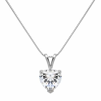 White Cubic Zirconia 14k White Gold Pendant With Chain 2.00ctw