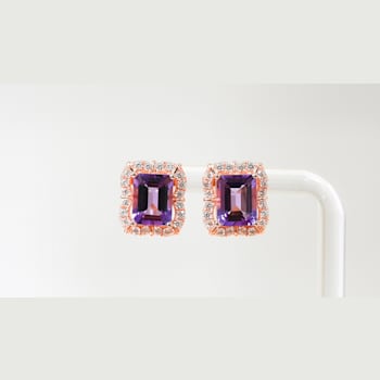 Amethyst and CZ 4.36 Ctw Octagon 18K Rose Gold Over Sterling Silver
Center Design Earrings Jewelry