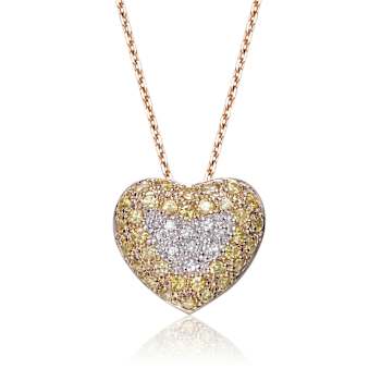 CZ Heart Pendant Necklace In 14K Gold Over Sterling Silver