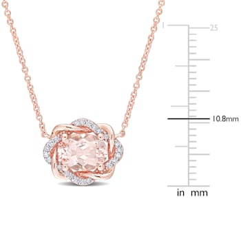 1.14ctw Morganite And 0.10ctw Diamond 10k Rose Gold Necklace