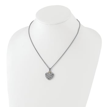 Sterling Silver Antiqued with 14K Accent Diamond Vintage Necklace