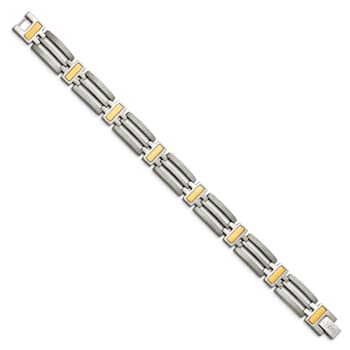 Titanium Brushed and Polished Yellow IP-Plated Bracelet