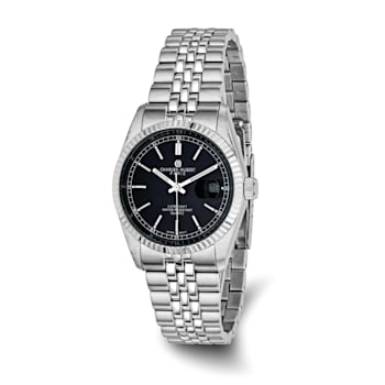 Men's Charles Hubert Stainless Steel Black Dial Watch