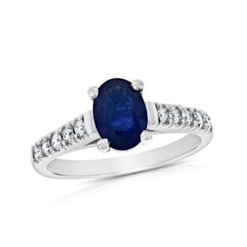 1.60ctw Sapphire and Diamond Ring in 14k White Gold