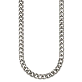 Titanium 7.5mm Solid Polished Curb 22 Inch Chain