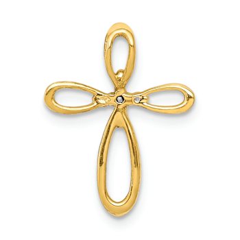 14K Two-tone Gold Diamond Cross Slide Pendant