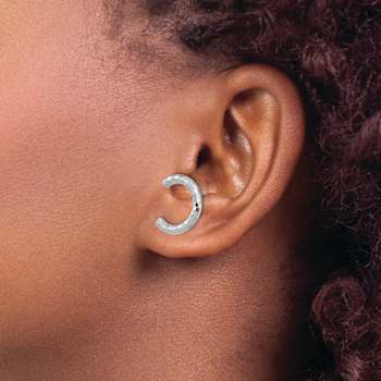 Rhodium Over 14k White Gold Polished and Textured U Shape Clip On and
Stud Earrings