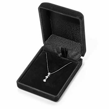 White Cubic Zirconia 14k White Gold Pendant With Chain 0.20ctw